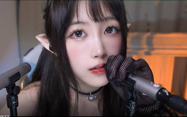 [二呆啾]黑丝手套捂耳朵|摩擦音|呼吸音 | ASMR番茄助眠