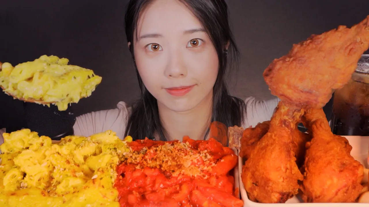 [Suna]亲手制作的辣味芝士通心粉与炸鸡吃播 | ASMR番茄助眠